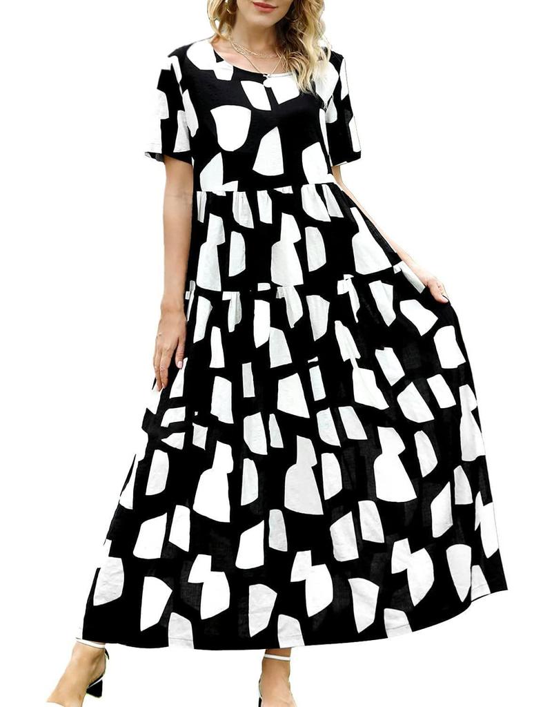 2024 New Women's Summer Mid-Length Printed Pullover Dress