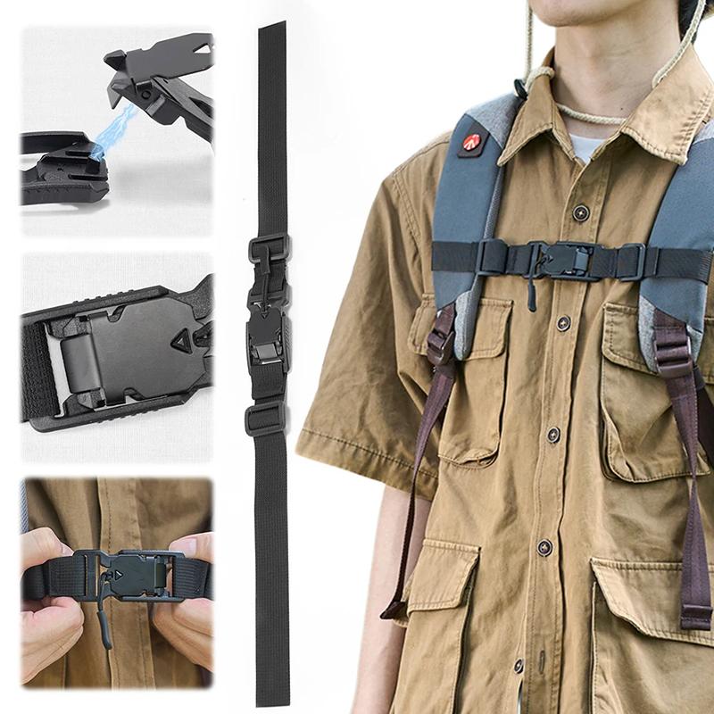 Wide Nylon Backpack Chest Strap With Magnetic Buckle 2 5cm Non Slip Chest Harness For Backpack Shoulder Bag Anti Slip Fix Belt