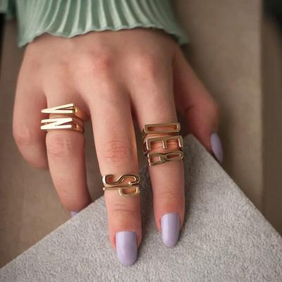 Minimalist Skinny Body 26 Ring Ring Alphabet Diy Alphabet Cold Wind Personality Open Ring Ring