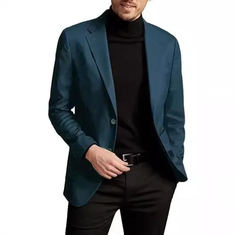 Spring Autumn Suit Coat Men Blazers Solid Color Long Sleeve Turn Down Collar Casual Fashion Blazer Jackets