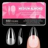 Diboniur False Nail Kit MEDIUM ALMOND 550 Pcs American Capsule Almond Nail, 11 Sizes Gel Nail Capsules Cover