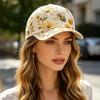 Baseballpet voor Dames, Baseballpet met Geborduurde Bloemen- en Vogelpatroon, Verstelbare Pasvorm Tuinzonnehoed voor Lente Zomer Buiten