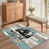 Rustieke Camper Welkom Rug Retro Houten Plank Print Antislip Wasbaar Duurzaam Vloermat voor Camper Entree Woonkamer Decor