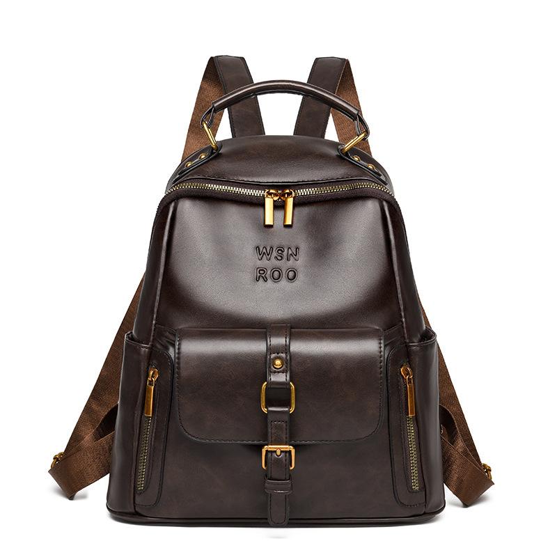 Dark Brown Soft Leather Backpack For Women - Large Capacity Vintage Fashion Commuter Backpack Purse For Work Travel коричневый