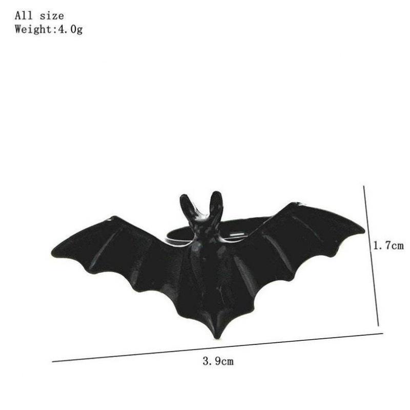 Adjustable Gothic Bat Ring - Black Halloween Jewelry