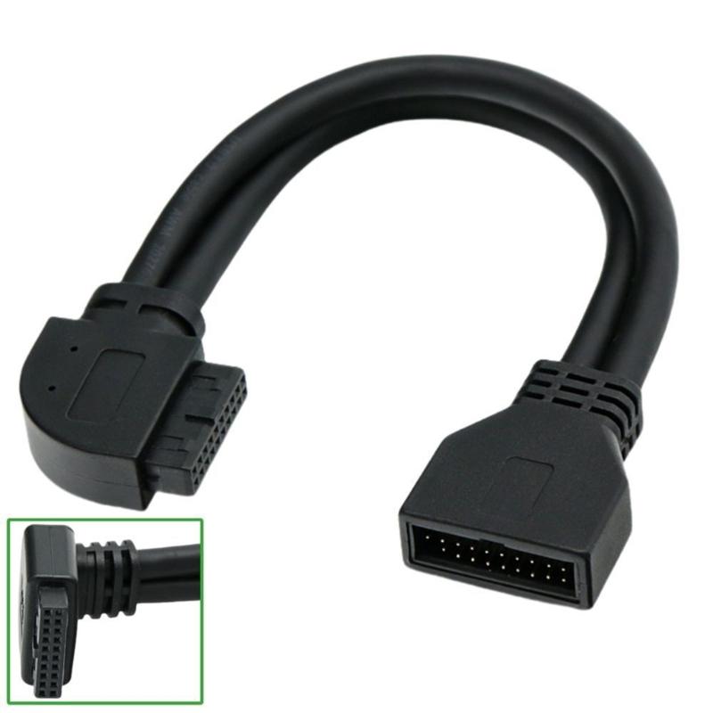 19Pin 20Pin USB3.0 Right Angled Adapter Cable Fast Speed Data Transfer Flexible PVC Shielding For Computer Motherboards