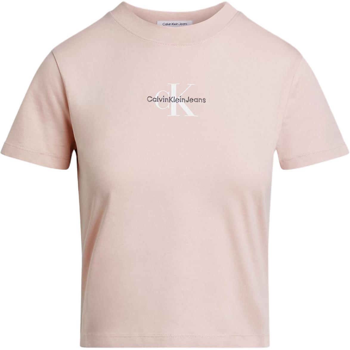 

Calvin Klein Джинсы с буквенным принтом, хлопковая футболка с коротким рукавом, женские топы, коричневые, розовые J20J223113-TF6 M