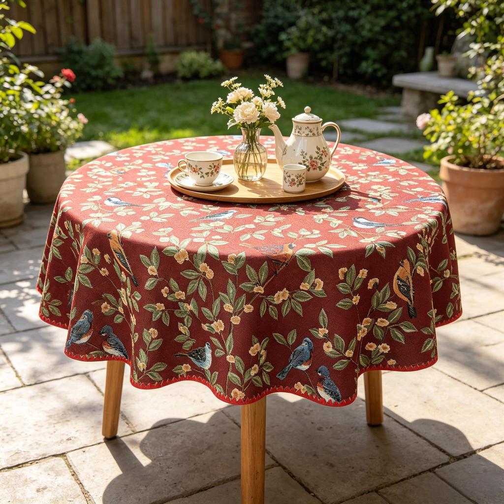 Kitchen Dining Household Furniture Washable Fabric Easy Care Round Cotton Table Cloth