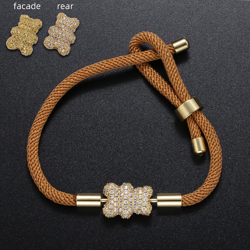 Woven Hand Rope Full Diamond Double-Sided Two-Color Bear Bracelet Color Jewelry Accessories Vl207