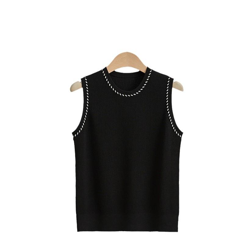 Women's 100% Merino Wool Knit Vest - Solid Color, Round Neck, Elegant & Casual Fit