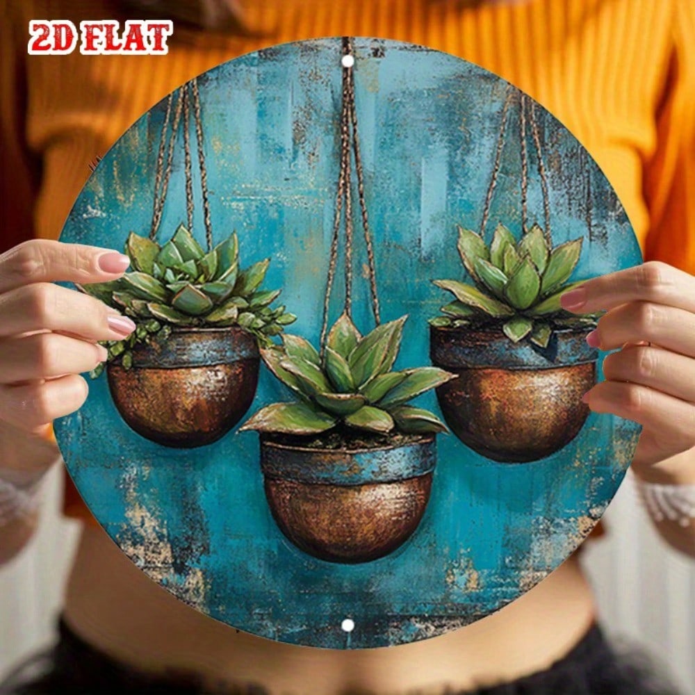 

Vintage Metal Wall Decor Set Indoor Hanging Art Aluminum Plant Pot Wall Sculpture 20x20 разноцветный