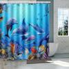 Courtyard Scenery Shower Curtains Landscape Ocean Bathroom Curtain Waterproof Cloth Decoration Mold Resistant Bath Curtain