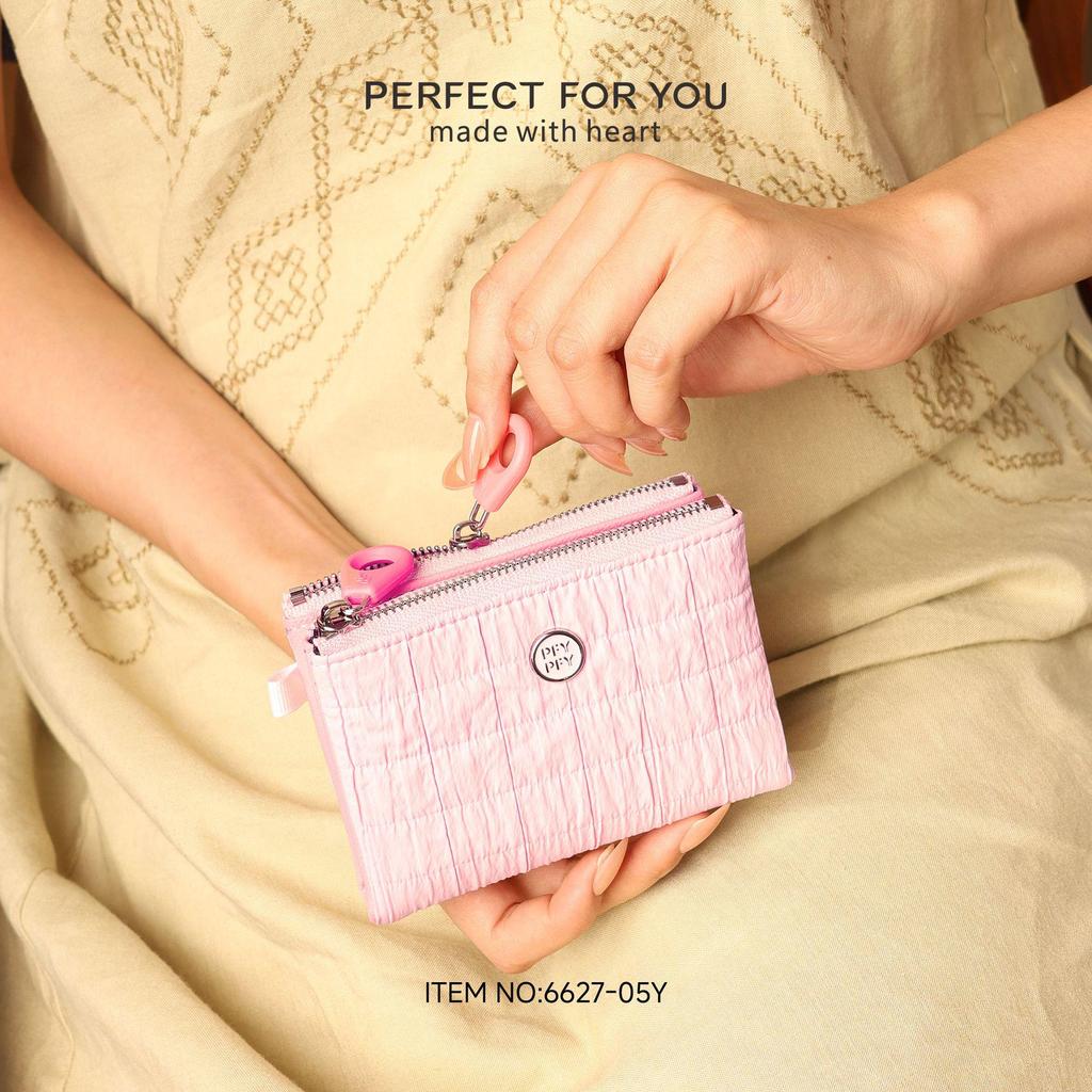 WEICHEN Women's Short Korean Style Wallet with Tassel and Double Zipper
