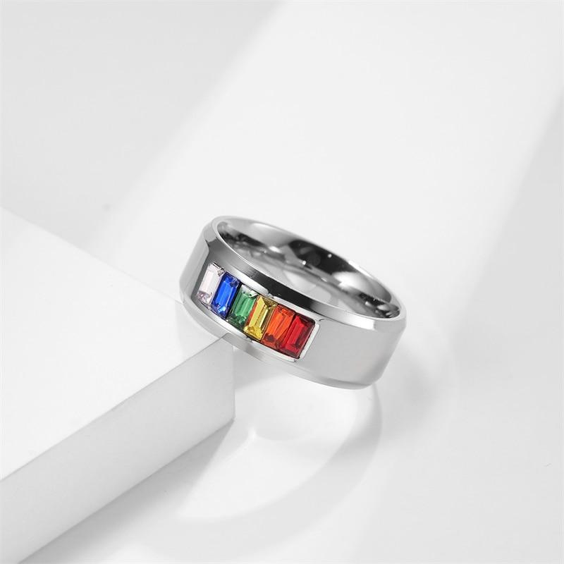 Regenbogenflaggenring Schwules Lala-Paar Titanstahlring Schmuckzubehör Weihnachtsgeschenk
