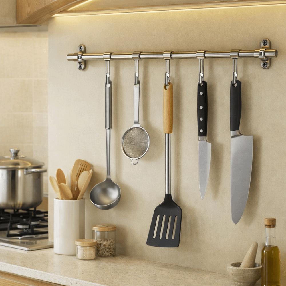 Wall Mounted Utensil Hanging Rack Space Saving Shovel Storage Rack Bathroom