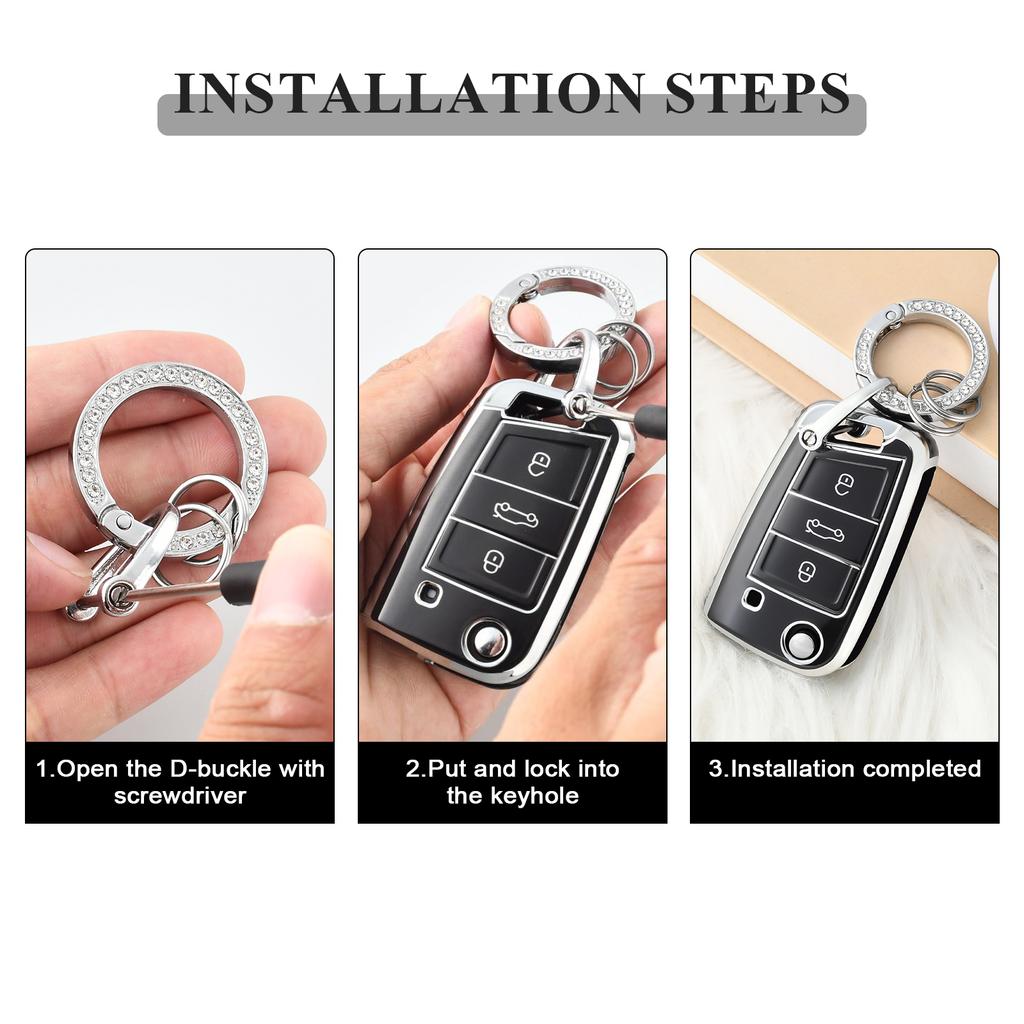 Car Key Case Cover Keychain for Volkswagen Key Sleeves Langyi Sagitar Jetta Weiling Bora Tiguan VW Keychain for Car Key Case