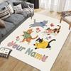 Custom Name,Cute Cartoon Cat Home Sofa Decoration for Living Room & Bedroom, Non‑Slip Play Flannel Floor Mat for Game Room