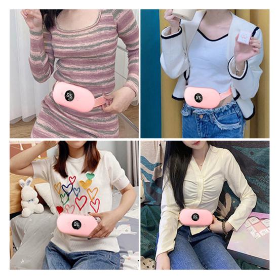 Portable Period Heating Pad Rechargeable Belt with LED Display 6 Temp & Vibration Modes Cramp Relief Massage Pad for Women