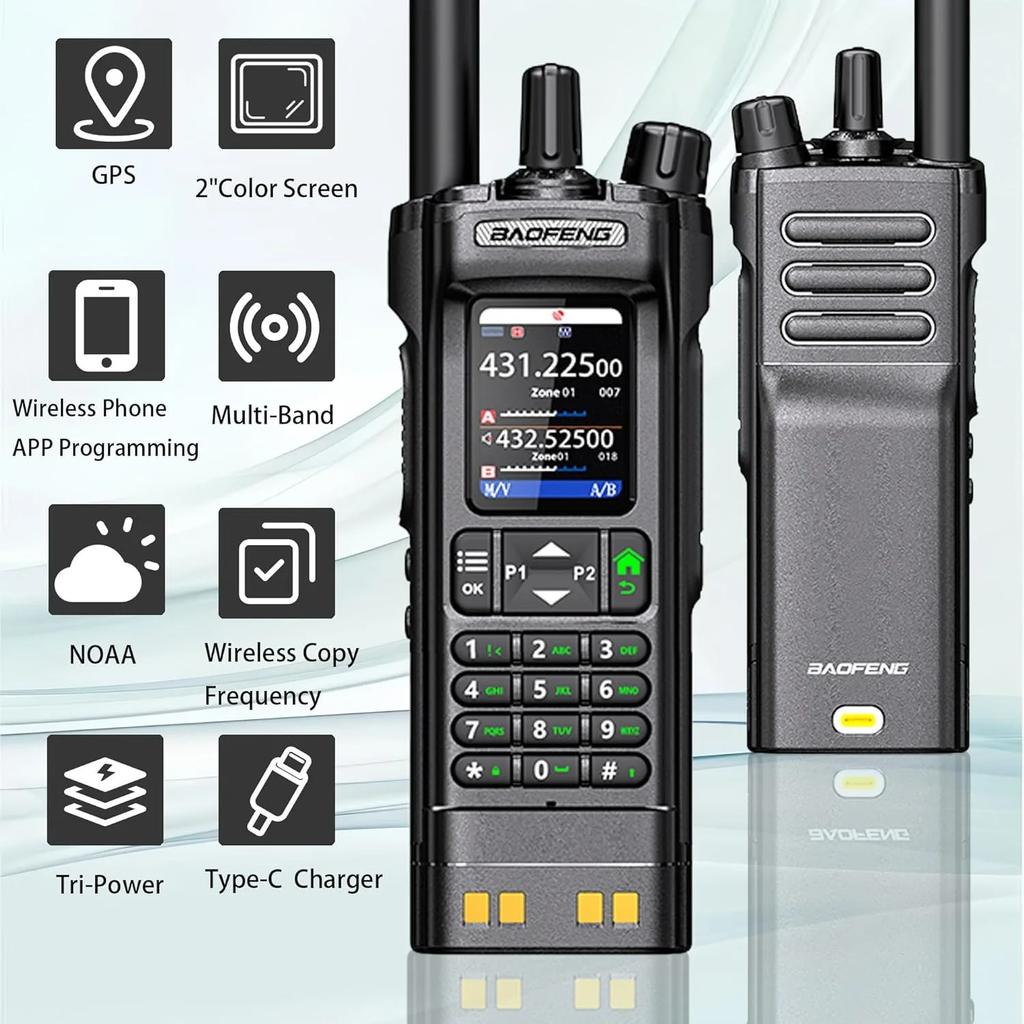 BAOFENG UV-32 10W Dualband-Funkgerät Langstrecke GPS NOAA APP Frequenz schreiben 2500mAh Typ-C Schwarz