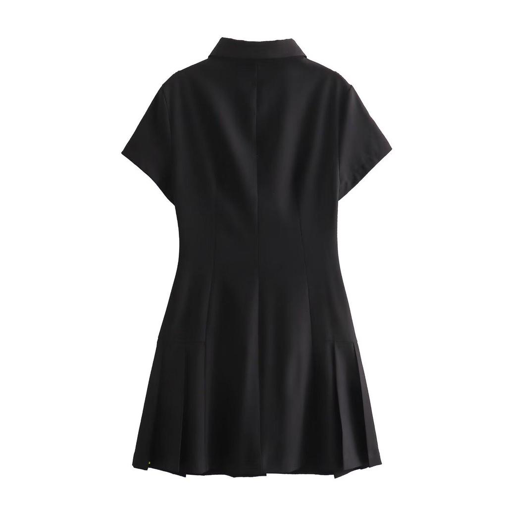 2025 Summer Women's Shirt-Style Commuting Mini Dress - European & American Design, Short-Sleeve.