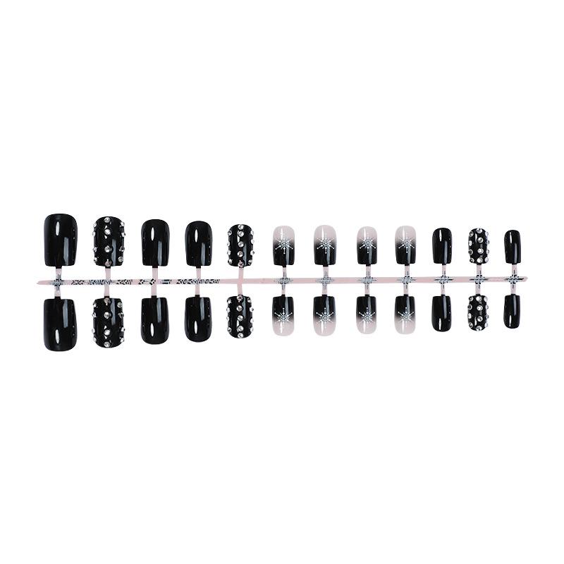 

2024 Снежинка Французский Градиент Стразы Нейл-арт - Носимые Ногти Средней Длины