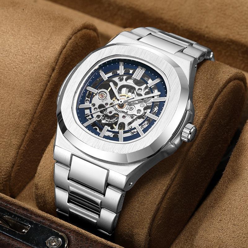 Double-sided hollow luminous men's watch, fully automatic mechanical watch, high-end waterproof men's watch, alloy watch
