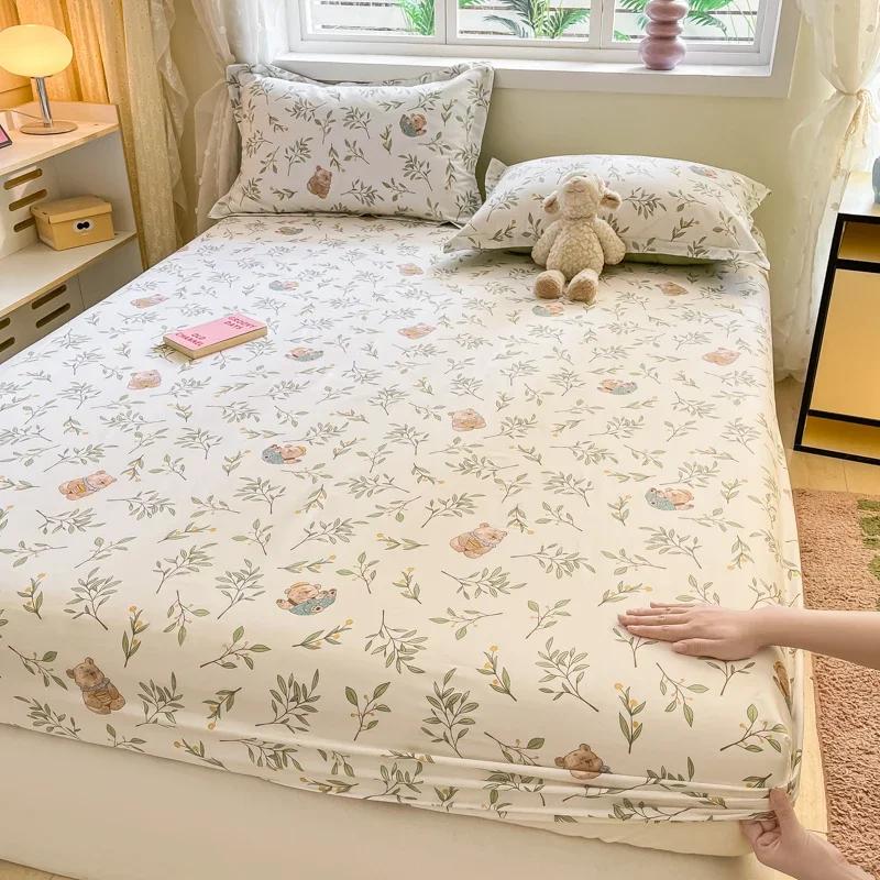 Bettlaken aus 100 % Baumwolle auf elastischem Matratzenbezug mit süßem Dinosaurier-Aufdruck für Kinder, Cartoon-Bettwäsche aus reiner Baumwolle (ohne Kissenbezug)