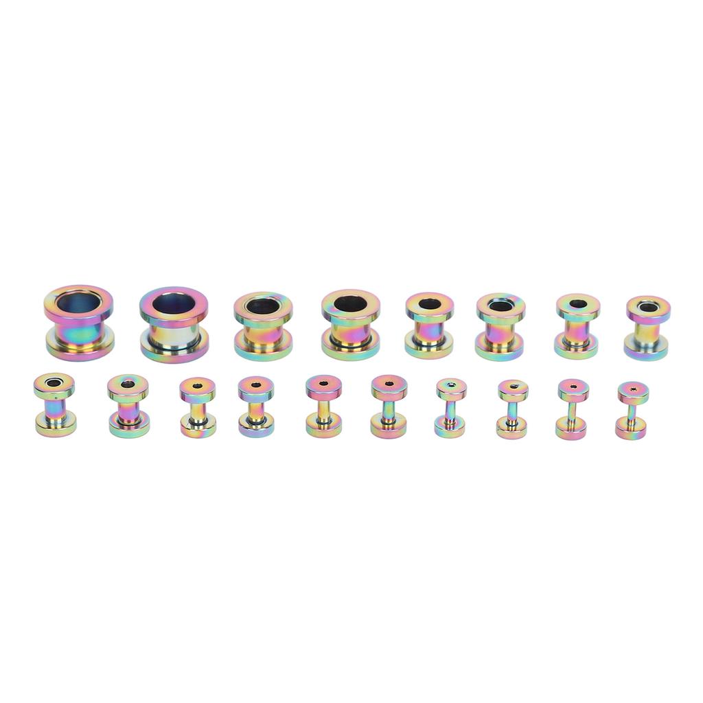 18pcs Stainless Steel Ear Tunnels 14G To 00G Stretching Kit Double Flared Piercing Jewelry Ear Gauges Plugs
