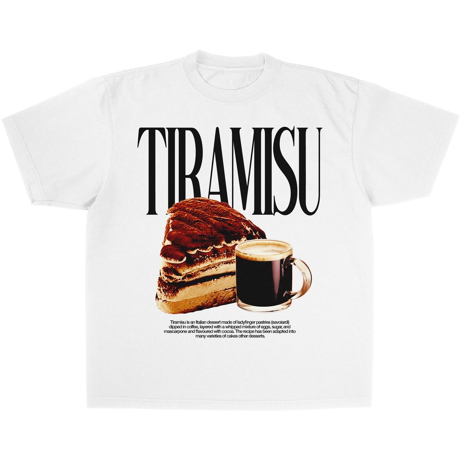 90s Vintage Style Tiramisu Shirt, Funny Food Retro Shirt, Silly Food Graphic Tees, Retro Cool Graphic Tees, Funny Food Shirt for Women L