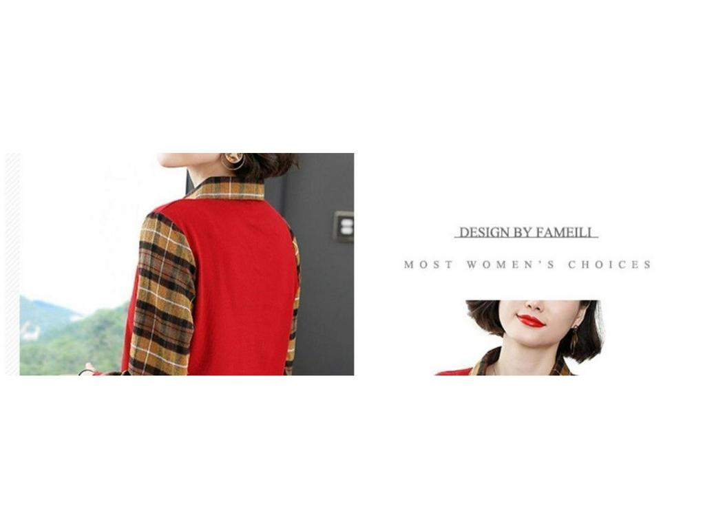 Women's Plus Size Patchwork Plaid Polo Neck T-Shirt, Versatile Fake Two-Piece Long-Sleeve Base Layer, Perfect for Autumn and Mother's Wear.