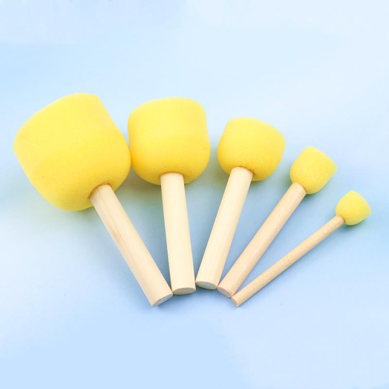Children's Round Sponge Paint Brush Set for DIY and Early Education