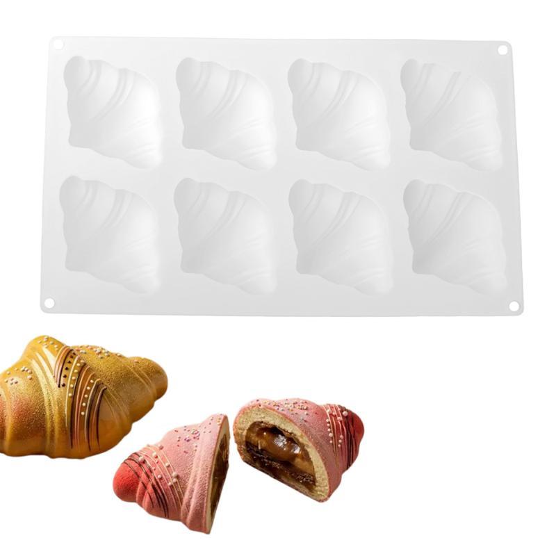 Silicone Croissant Mold 8 Cavity Mousse Cake Baking Tray Non Stick Pastry Dessert Making Tool For Home Kitchen Use