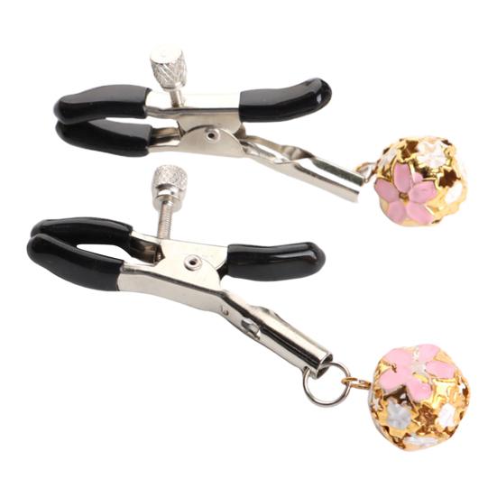 Yousheng 1Pair Breast Clamp Comfortable Long Lifespan Metal Nipple Screw Clip with Bell for Couple