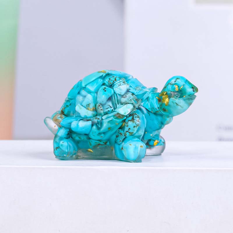 Turtle Natural Crushed Stone Decorative Ornament Crystal Raw Stone Animal Resin Drip Glue Craft Creative Jewelry Accessories