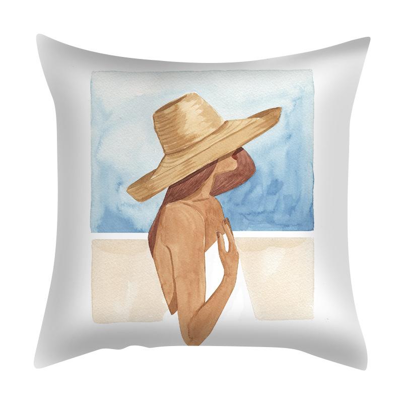 Cushion Cover Green Plant Sea View Pillow Sofa Popular Home Car Fabric Cushion Cover