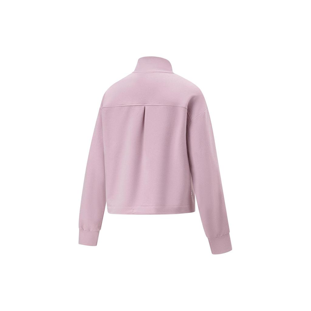 Li Ning Womens Fitness Series Solid Color Hoodless Pullover Knit Sweater Women Tops Pink AWDU124-5