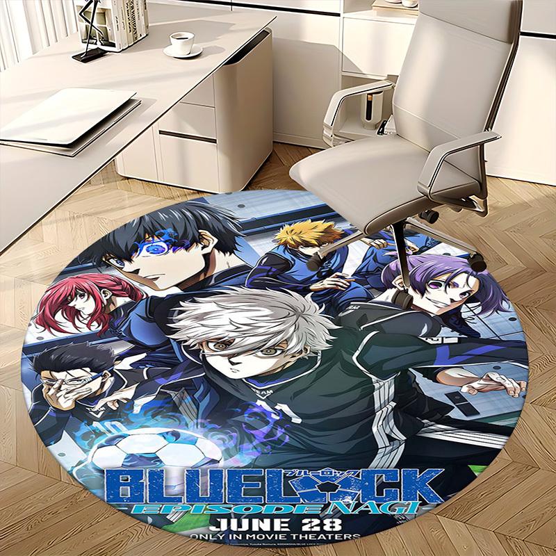 1pc Blue Lock Episode Nagi Anime Design Round Carpet - Office Chair Mat, Anti-Slip Rug for Home Decor, Living Room, Bedroom