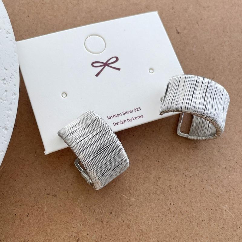 Real Gold Silver Plated Copper Holiday Jewelry High Quality Silk Thread Wrapped Circle Metallic Hoop Earrings for Women