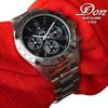 Don Clark Chronograph 10 ATM Water One Natural Stainless Includes Strap Adjustment Tool Stainless Steel Roman Men's Watch, Resistant, Diamond,