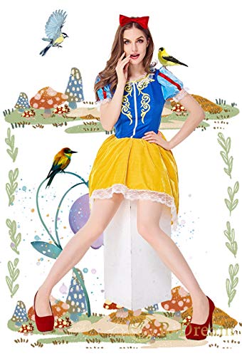 R-Dream Snow White Costume, Adult Dress, Halloween Costume, Cosplay, Mermaid Skirt, Snow White Princess Costume, Women's (Size L)