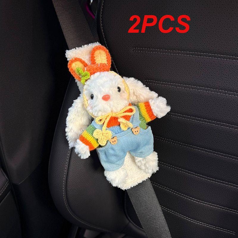 

2PCS Cute Rabbit Car Seat Belt Shoulder Pads, Anti-Abrasion Protection for Clothes, High-End Cute Couple in-Car Accessories