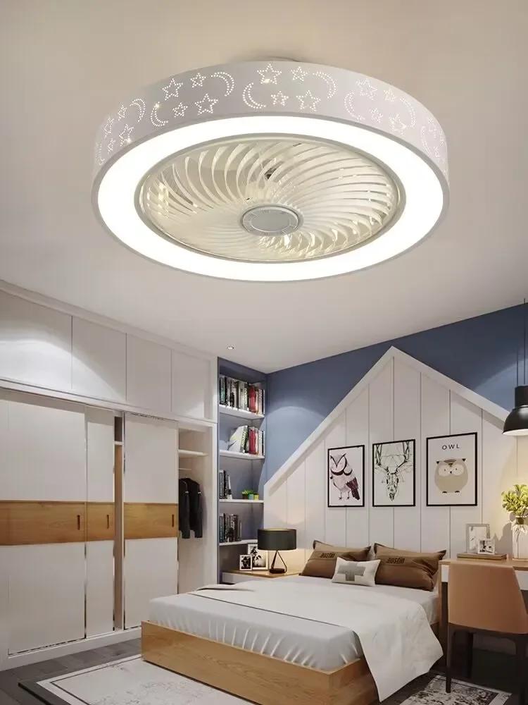 Modern Bedroom Ceiling Fan with Adjustable Light Intelligent Remote Control Painted Acrylic Fan Light Household Lighting Fixture