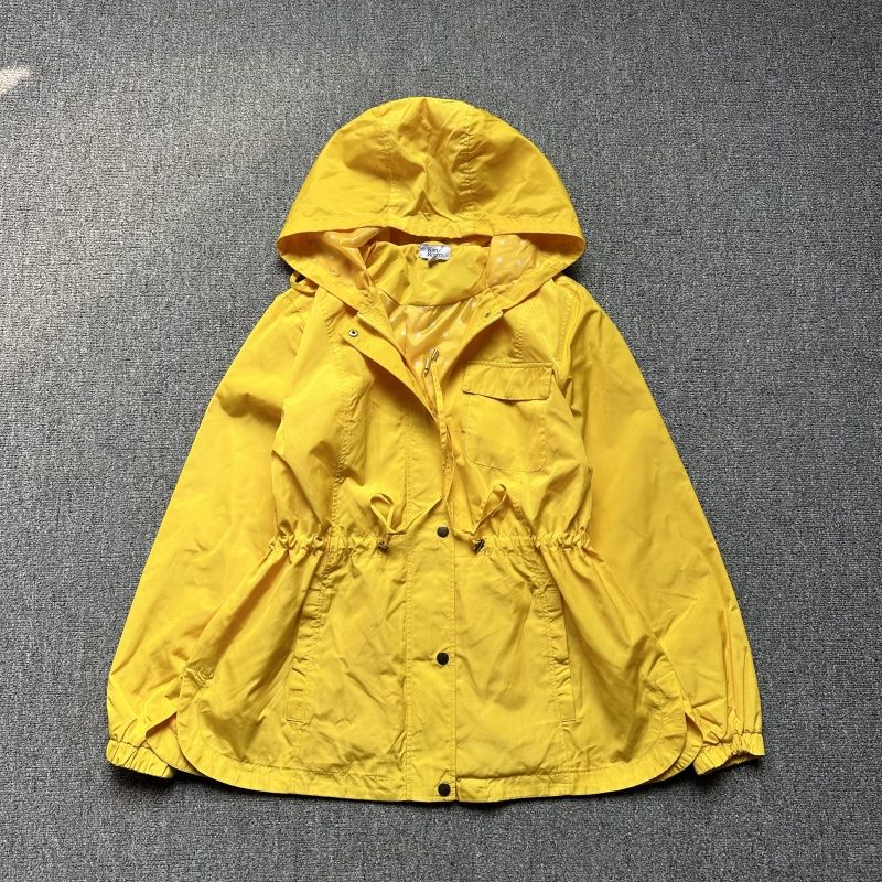 

и Америка Однобортное Высокое Качество Большой размер Тренч Женский Капюшон Приталенный Стройнящий Ветрозащитный Водоотталкивающий Молодящий Весенне-Осенняя Верхняя одежда ykk yellow waist Outwear XL