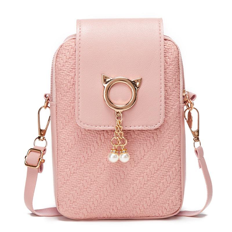 Korean Style Phone Crossbody Bag Trendy Textured Shoulder Purse for Women