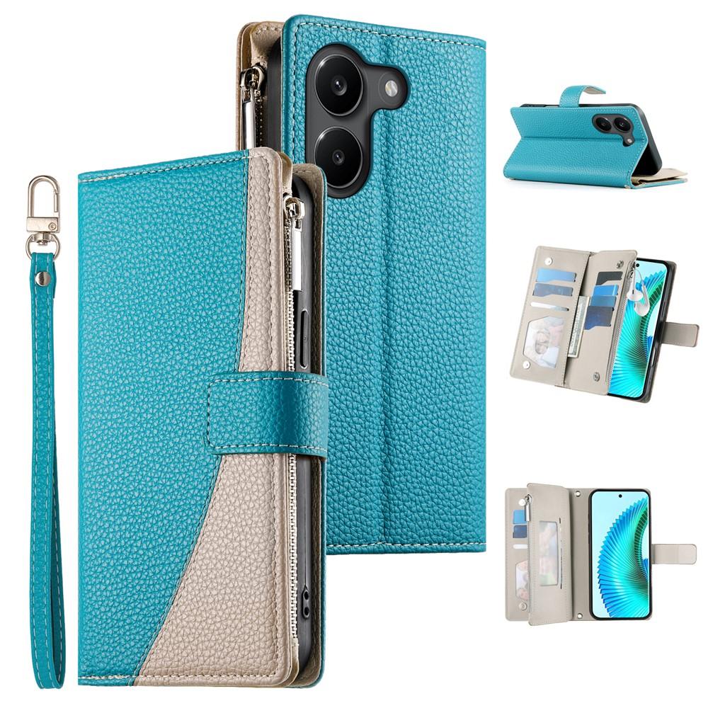 Wallet Case for Poco X8 Pro - Leather/PU, Blue, With Lanyard