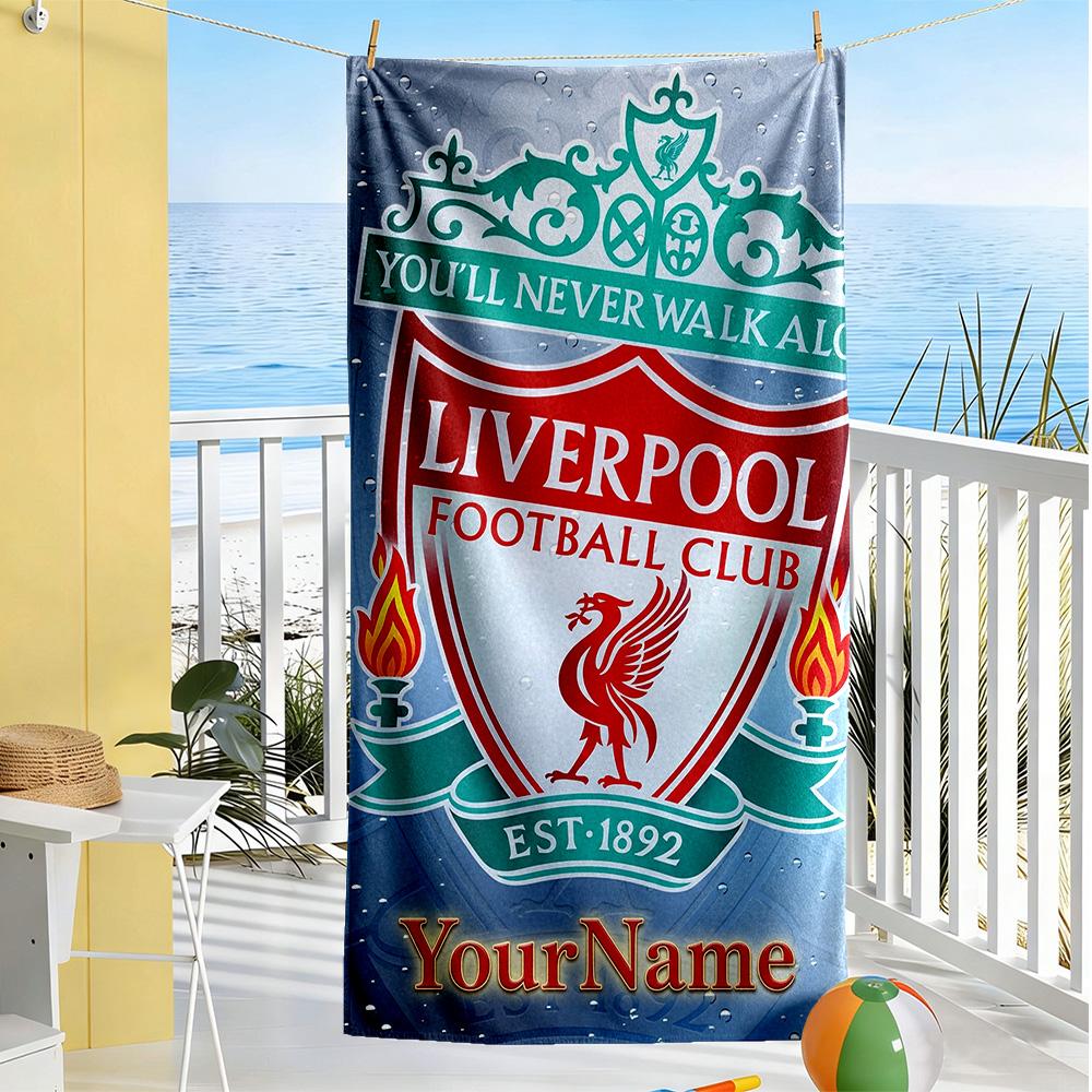 Liverpool Customized Name Beach Towel Super Soft Microfiber Quickdry Fabric Perfect for Traveling Yoga Camping and Swimming