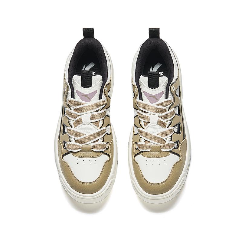 Anta Lifestyle Series Non-Slip Wear-Resistant Low-Top Skate Shoes Men Sneakers Brown White Black 112438029-4