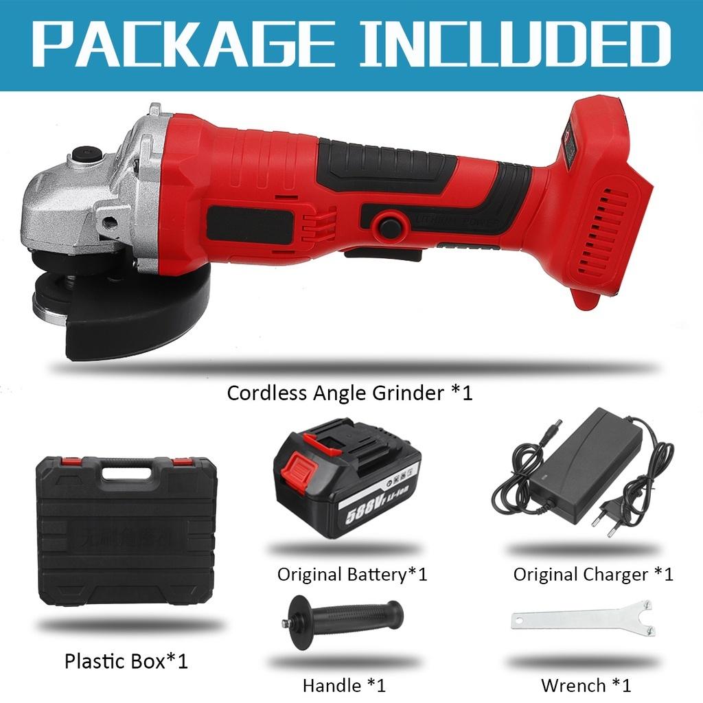 125mm 588V Bürstenloser Elektrischer Winkelschleifer Mit 1/2 Stück 22980mAh Akku Wiederaufladbares Akku-Schleifwerkzeug Für 18V Akku