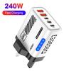 240W Dual-USB-Ladegerät mit 3 PD + Lichtern, Kompatibel mit Apple, Huawei und Dual-Typ-C Smart Fast Charging