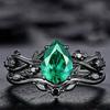 Ring Gun Black Inlaid Sea Blue Diamond Ring Engagement Jewelry Women